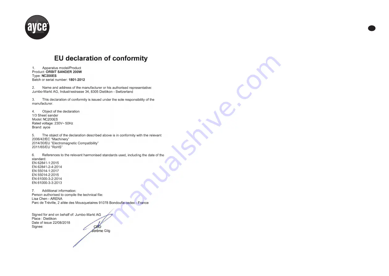 Ayce 7613164540966 Operator'S Manual Download Page 45