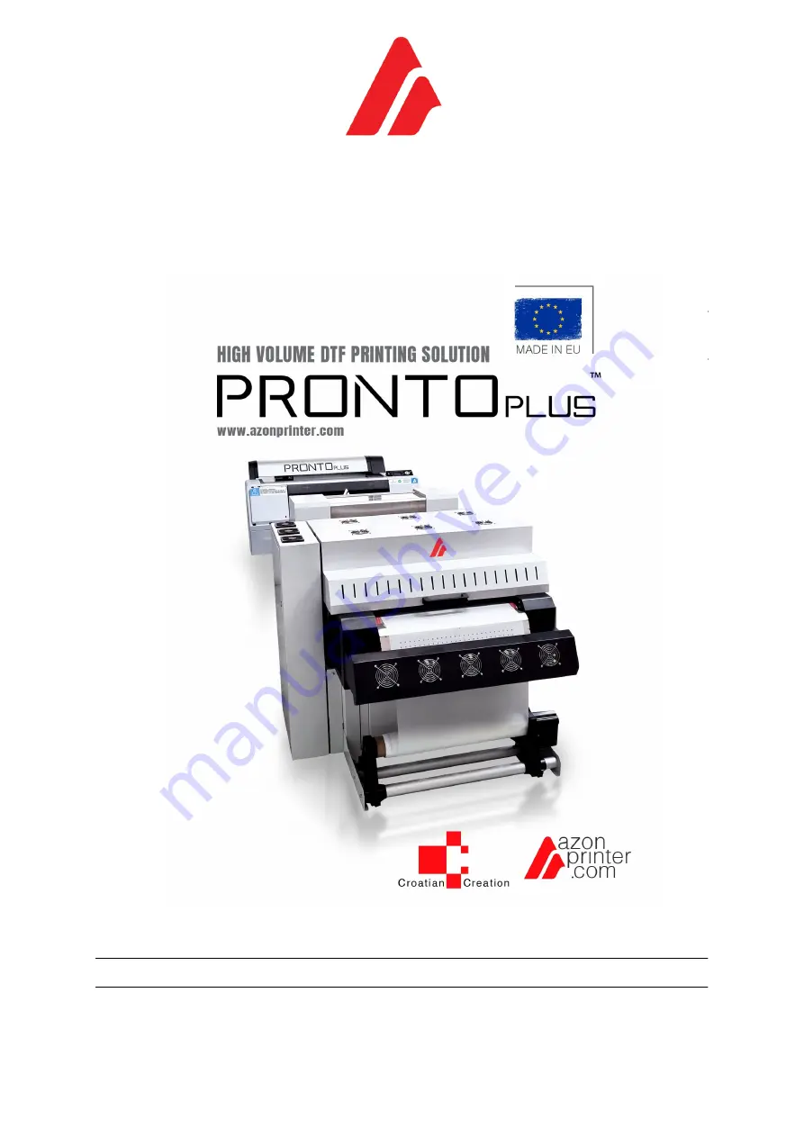 Azonprinter PRONTO PLUS Installation And Operation Manual Download Page 1