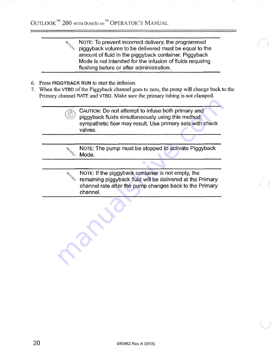 B. Braun OUTLOOK 200 Operator'S Manual Download Page 26