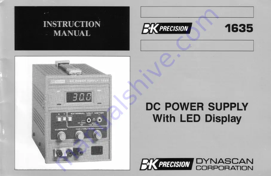 B+K precision 1635 Instruction Manual Download Page 2