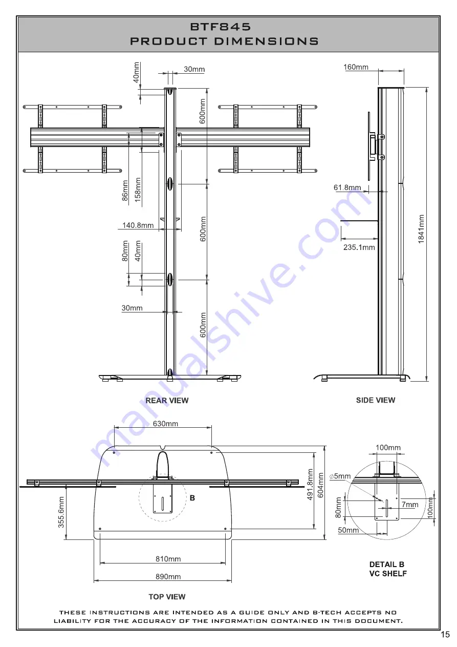 B-Tech BTF845 Installation Manual & Parts List Download Page 15