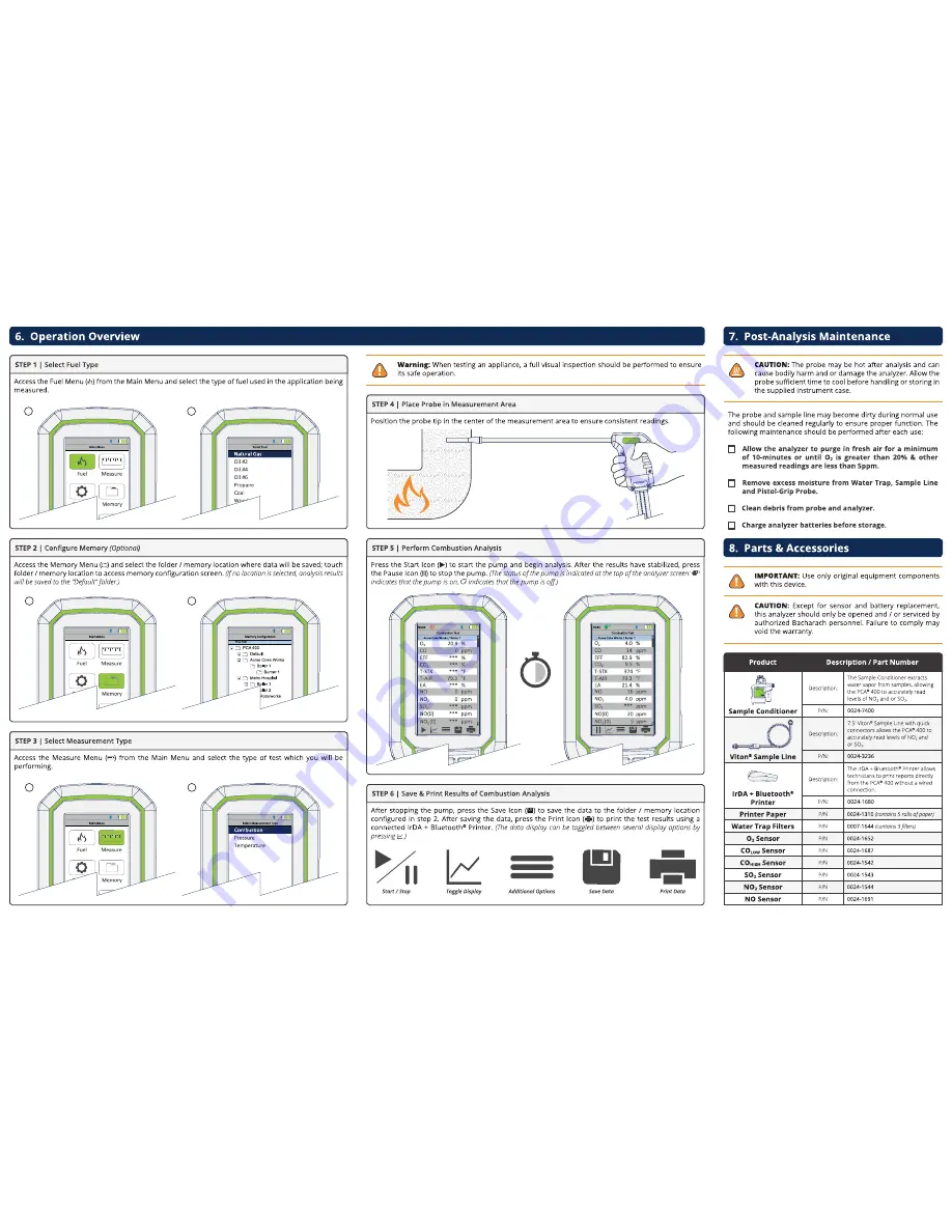 Bacharach PCA 400 Quick Start Manual Download Page 2