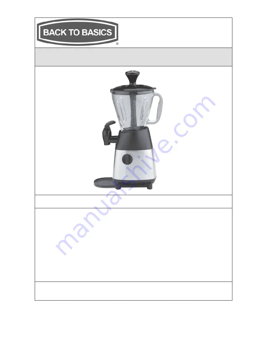 Back to Basics SMOOTHIE SIGNATURE SALPHA500 Instruction Manual Download Page 13