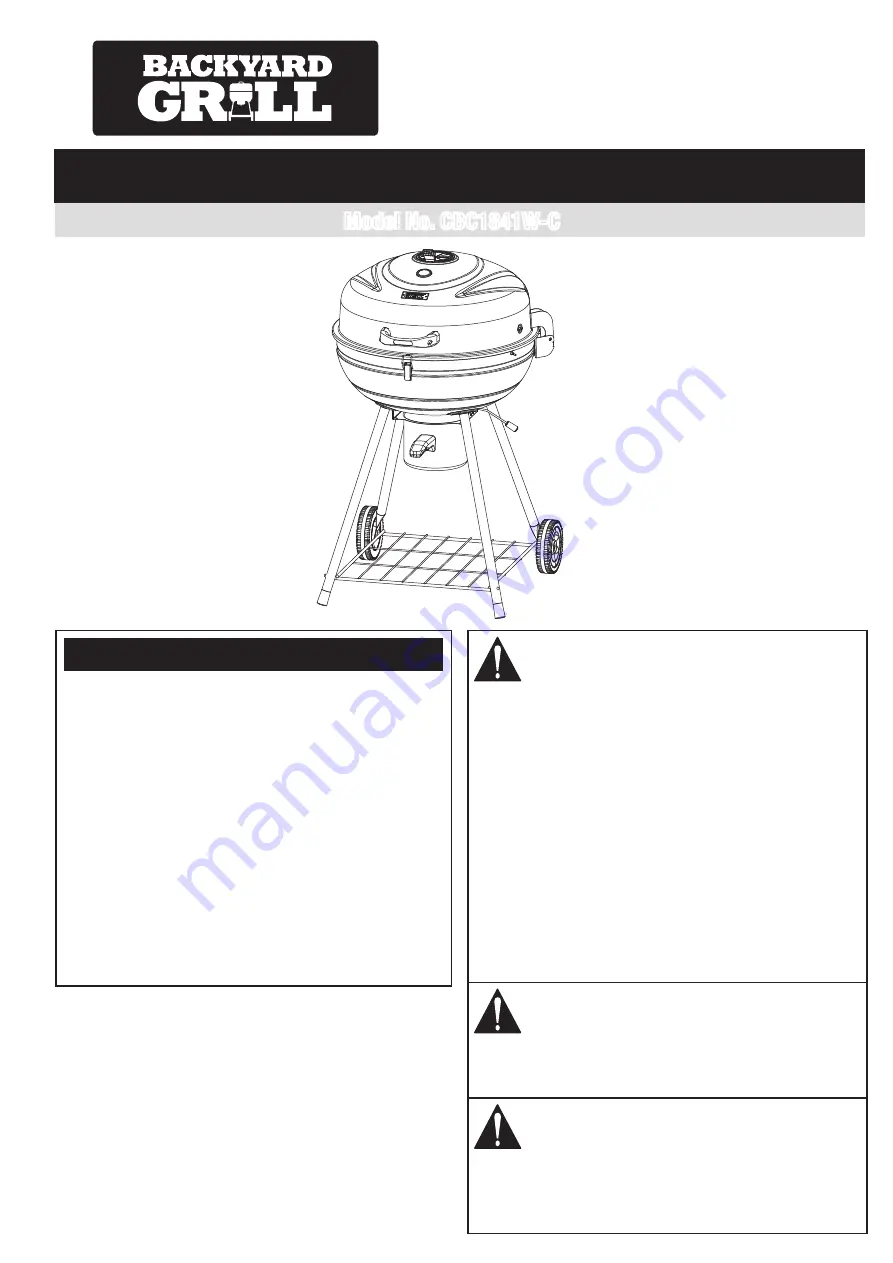 Backyard CBC1841W-C Owner'S Manual Download Page 1