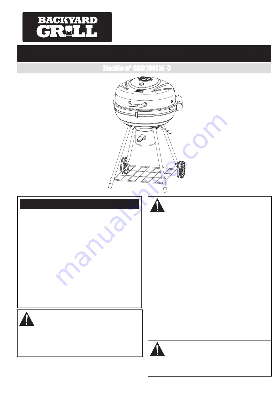 Backyard CBC1841W-C Owner'S Manual Download Page 12