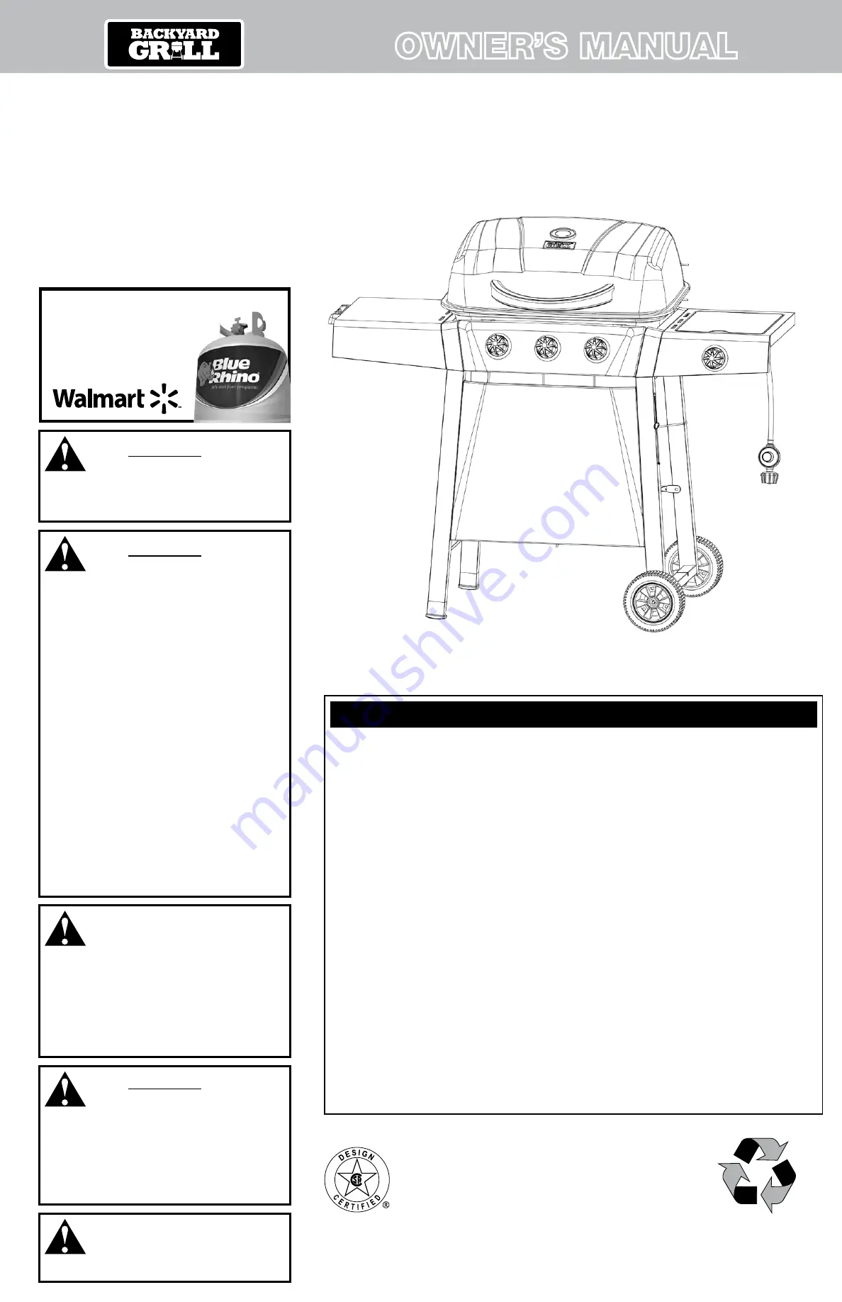 Backyard GBC1429WBBS Owner'S Manual Download Page 1