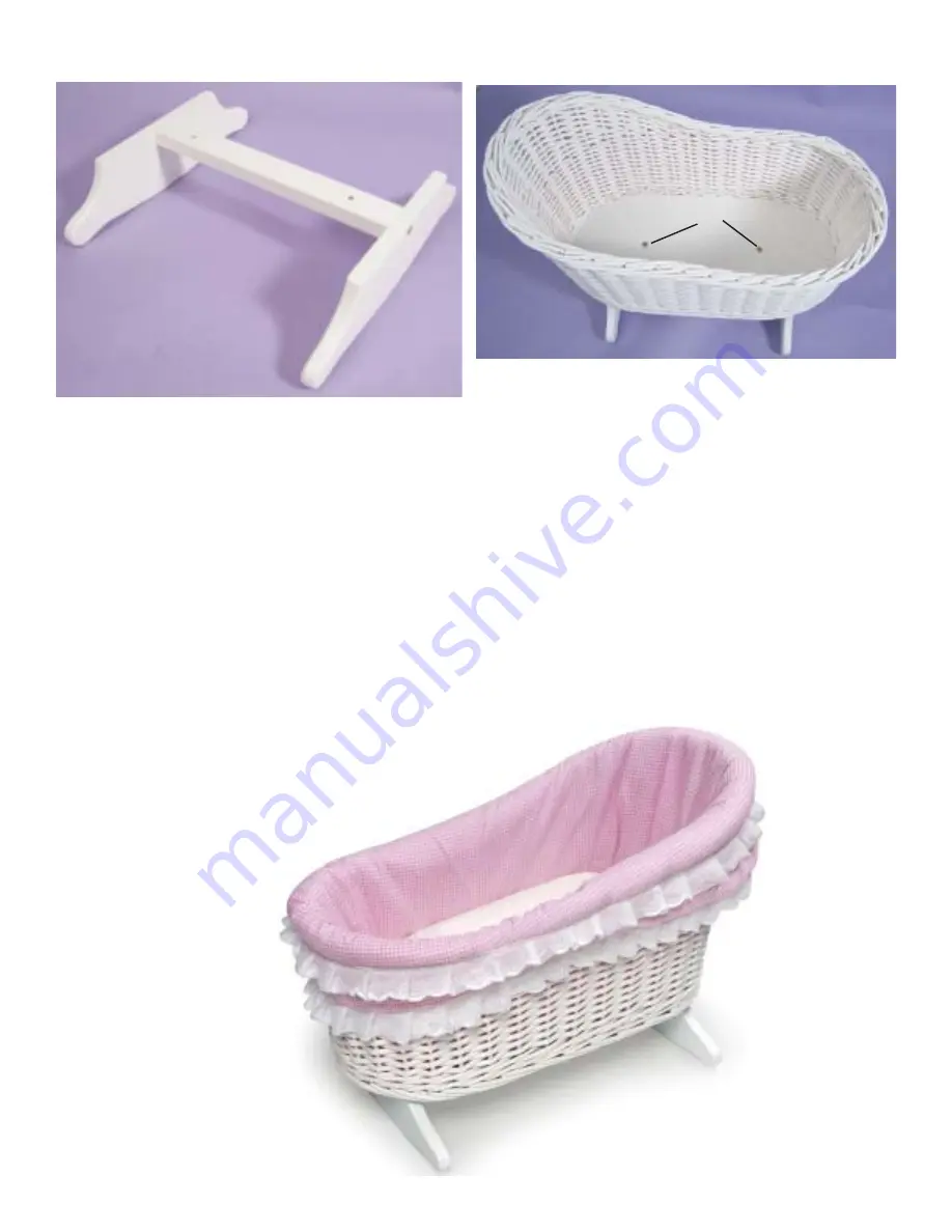 Badger Basket Wicker Doll Cradle 00369 Assembly Instructions Download Page 3