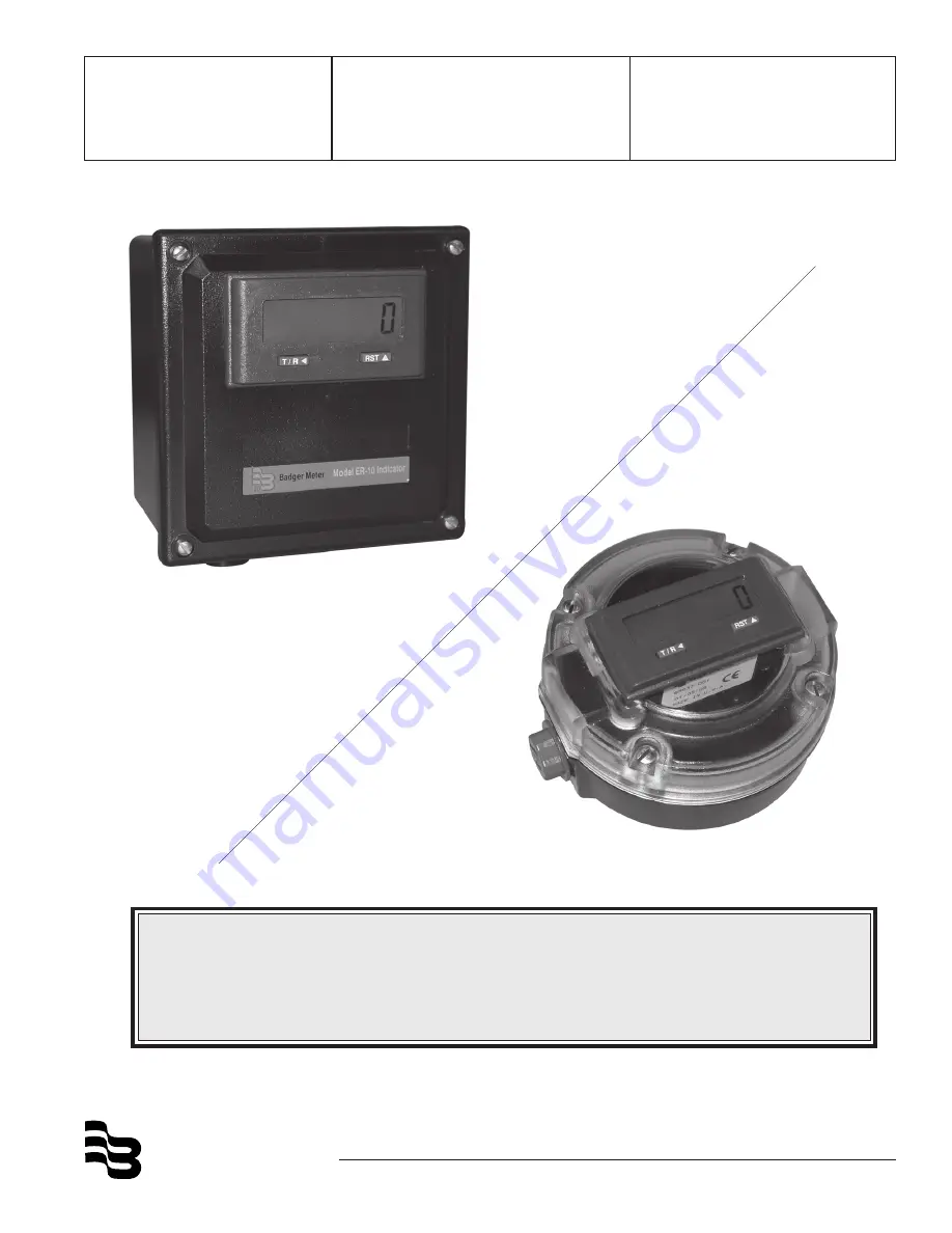 Badger Meter ER-10 Installation & Operation Manual Download Page 1