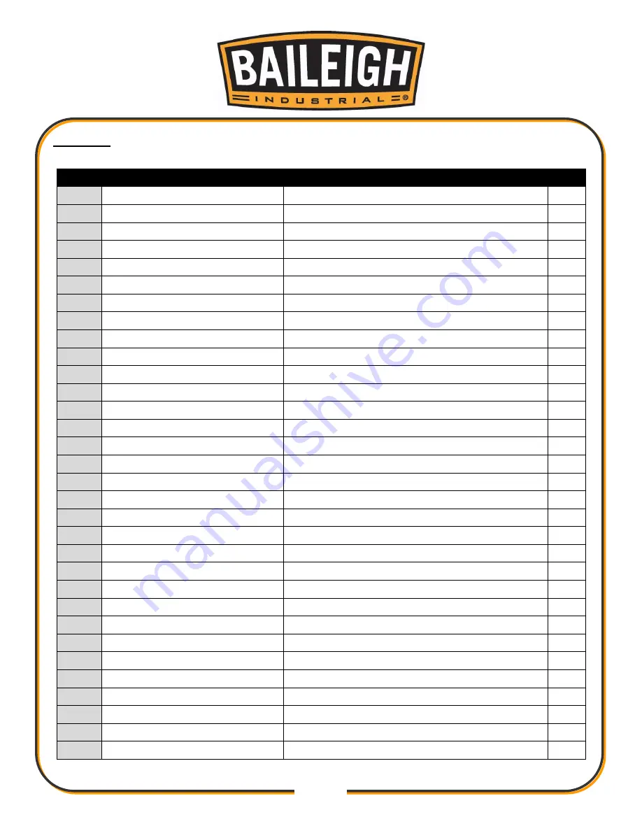 Baileigh Industrial 1006778 Operator'S Manual Download Page 57