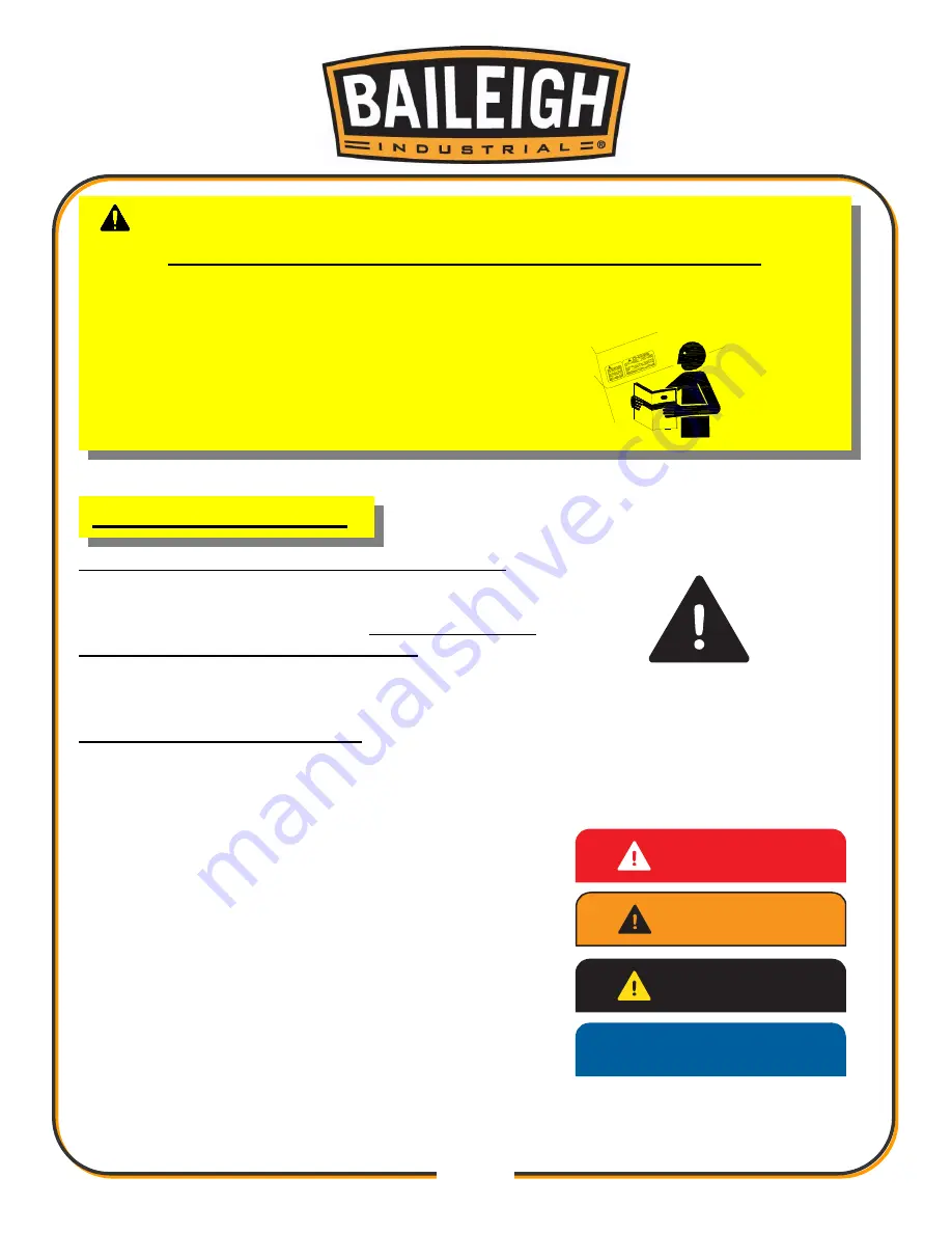 Baileigh Industrial 1013715 Operator'S Manual Download Page 7