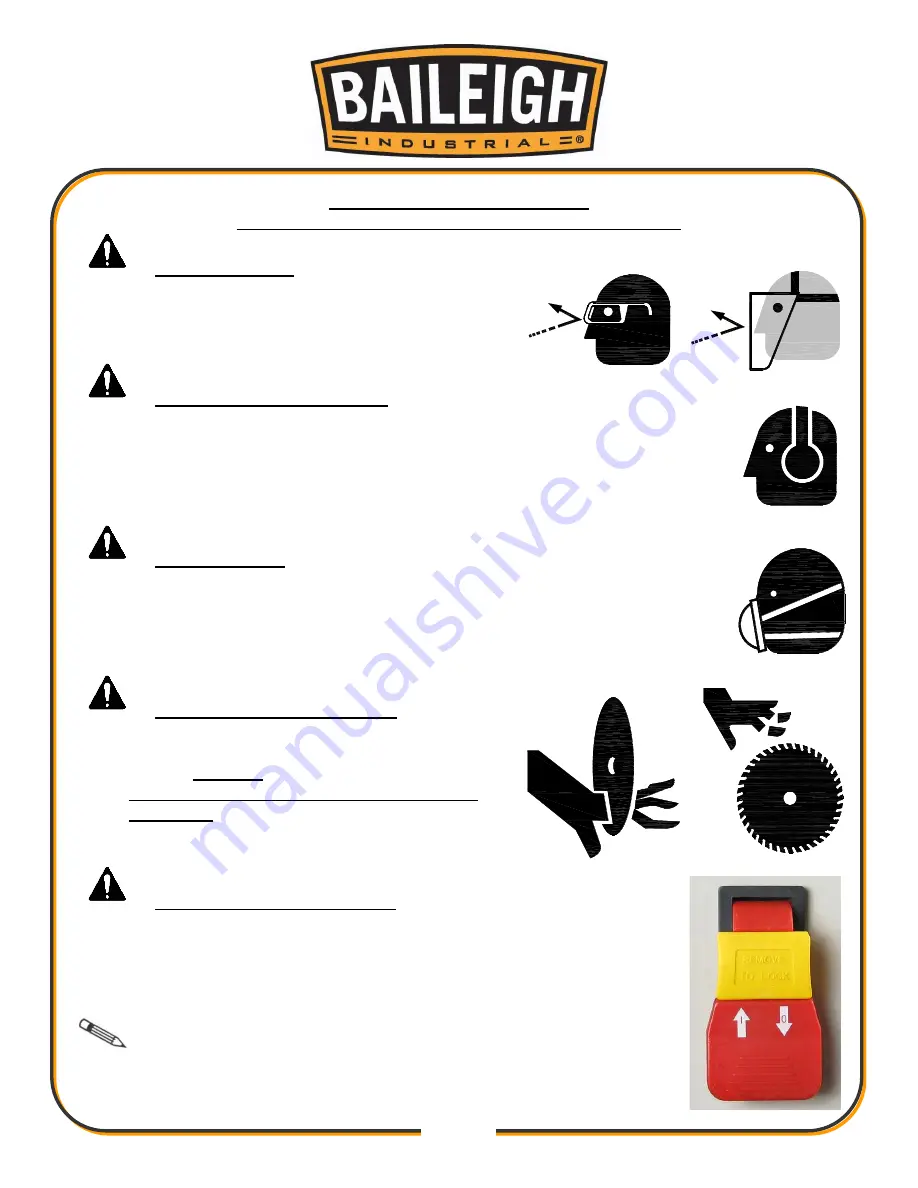 Baileigh Industrial 1013715 Operator'S Manual Download Page 8