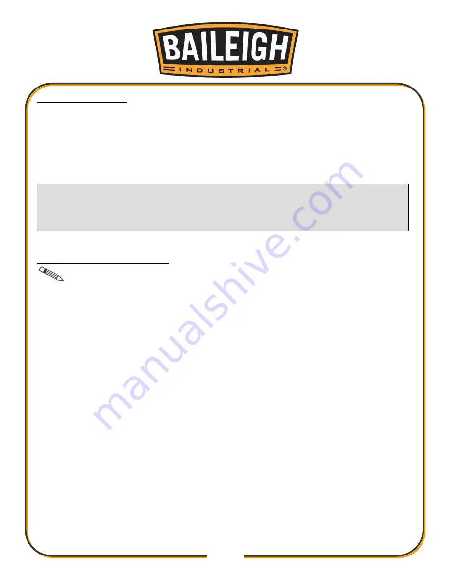 Baileigh Industrial 1013715 Operator'S Manual Download Page 28