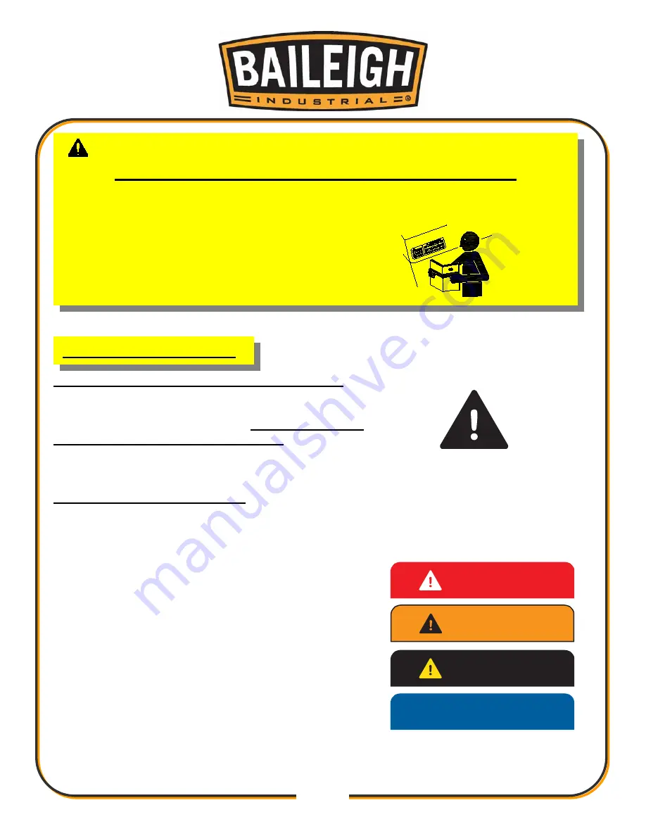 Baileigh Industrial 1019127 Operator'S Manual Download Page 6