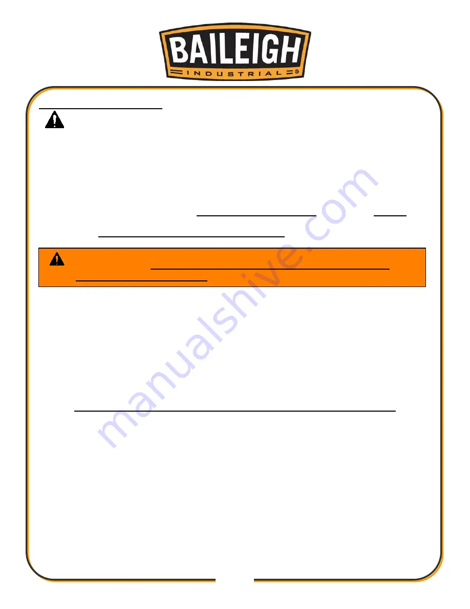 Baileigh Industrial 1019127 Operator'S Manual Download Page 7