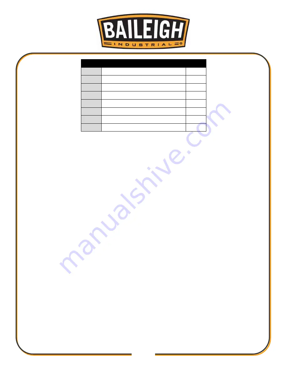 Baileigh Industrial ES-6108 Operator'S Manual Download Page 29