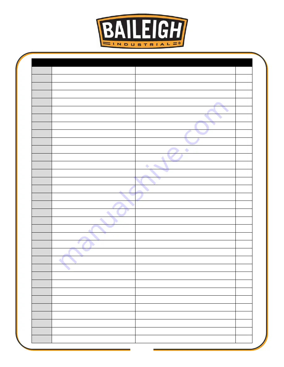 Baileigh Industrial IDX-10 Operator'S Manual Download Page 36