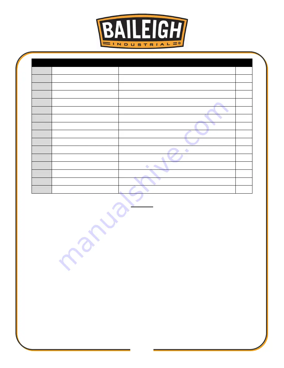 Baileigh Industrial RDB-325 Operator'S Manual Download Page 59