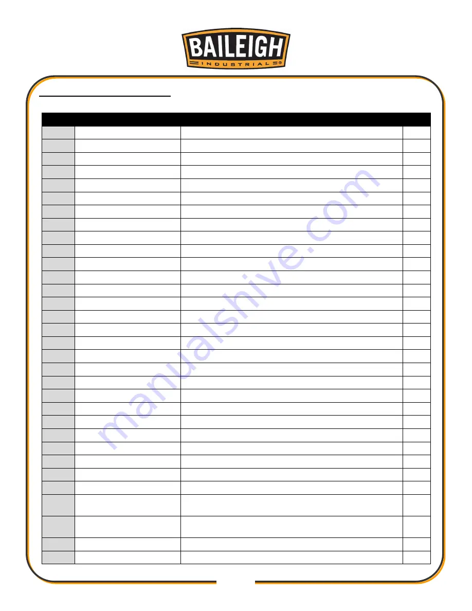 Baileigh Industrial TS-1040E-30 Operator'S Manual Download Page 48