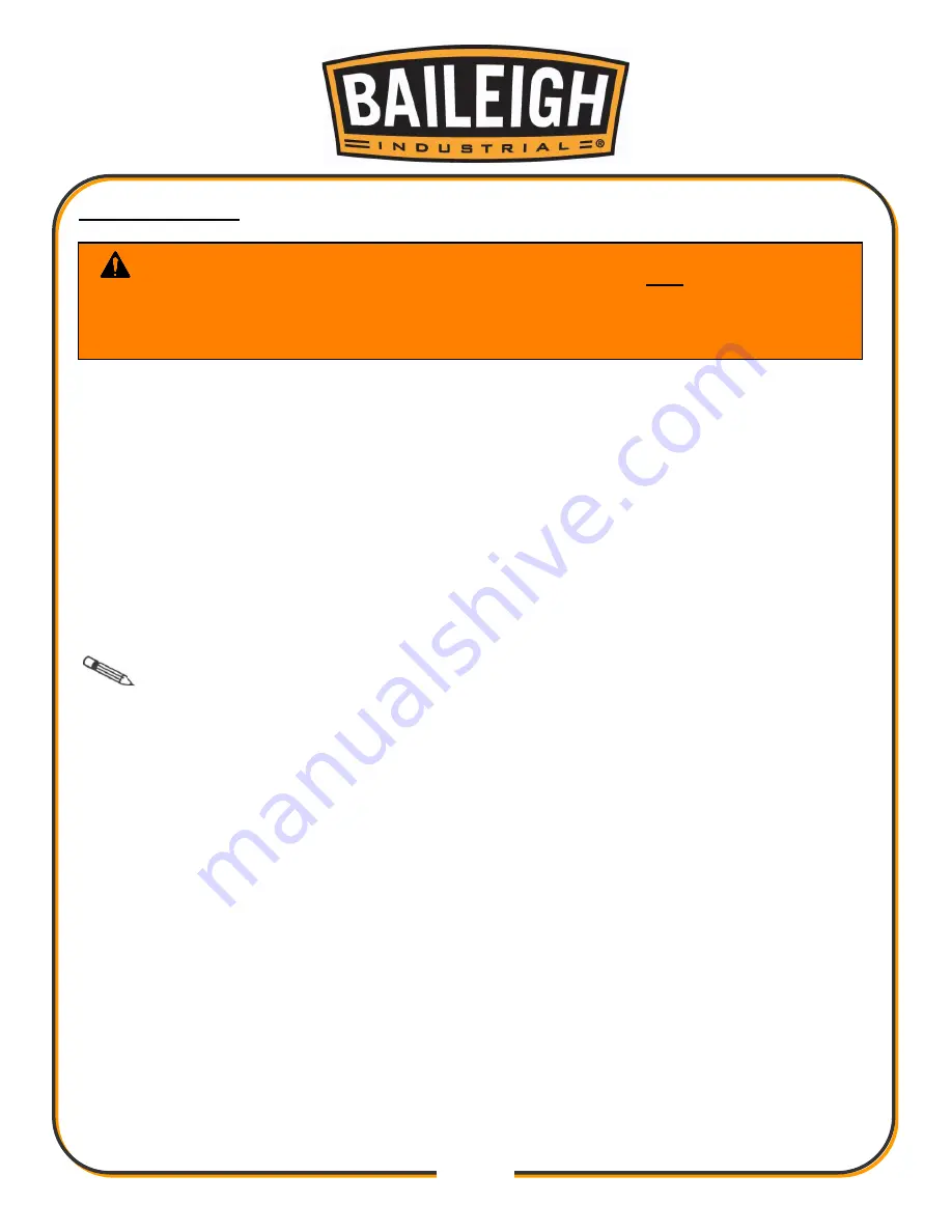 Baileigh Industrial WL-1218VS Operator'S Manual Download Page 39