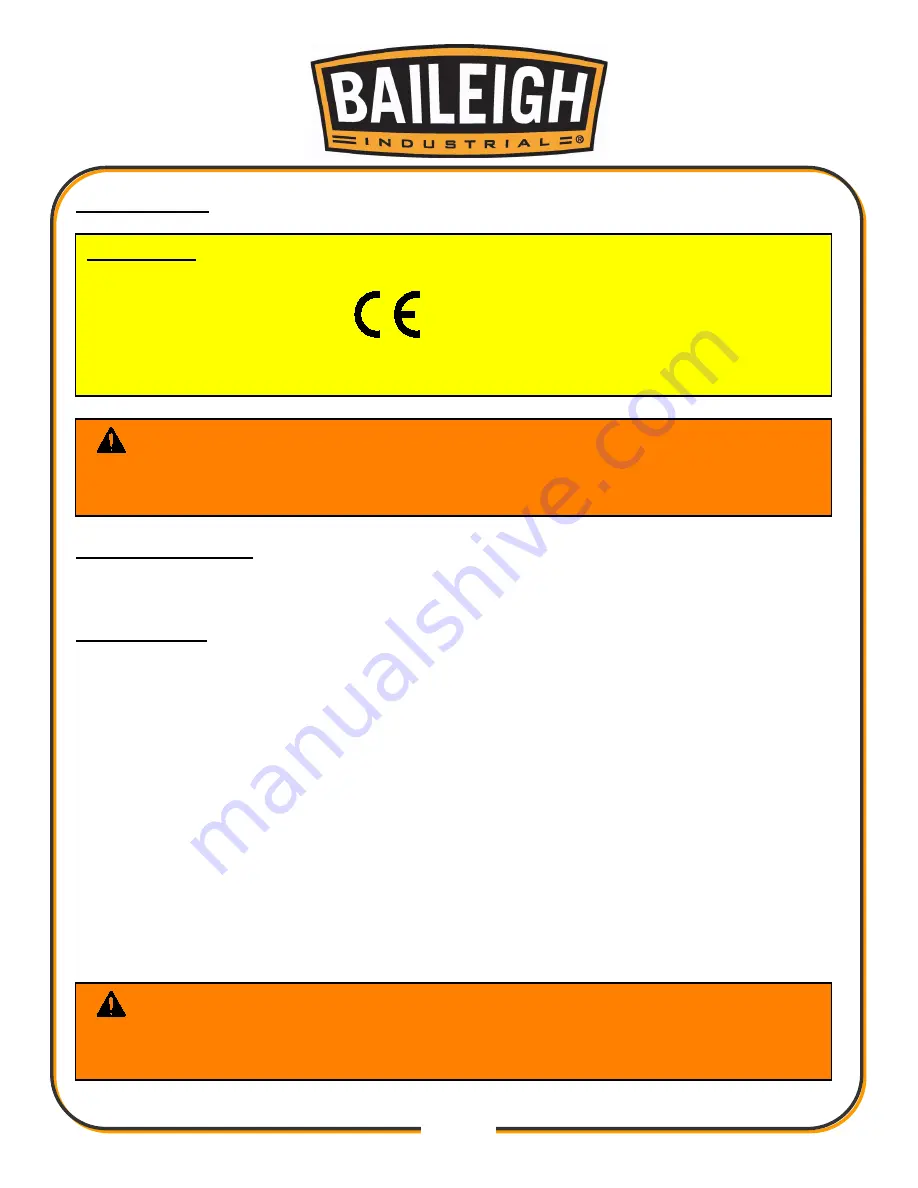 Baileigh PH-19VS Operator'S Manual Download Page 12