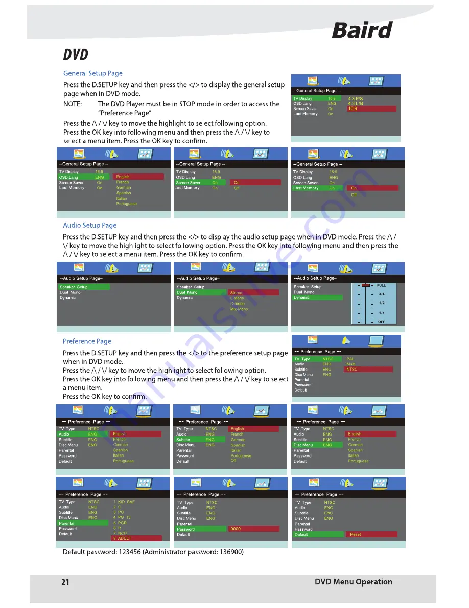 Baird TI2405DVDACj User Manual Download Page 20