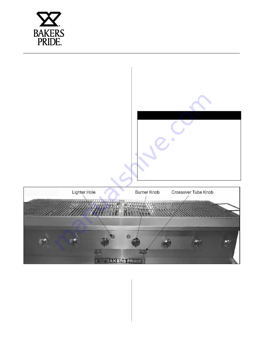 Bakers Pride Dante CBBQ-30S Operation Manual Download Page 8