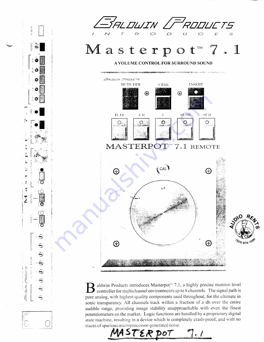 Baldwin Products Masterpot 7.1 Скачать руководство пользователя страница 1