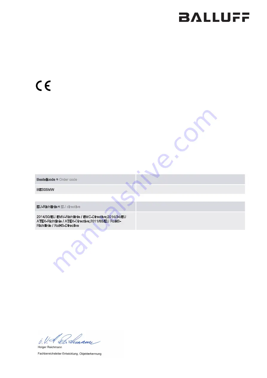 Balluff BES M12MG2-GNX20B-S04G-EXC User Manual Download Page 2