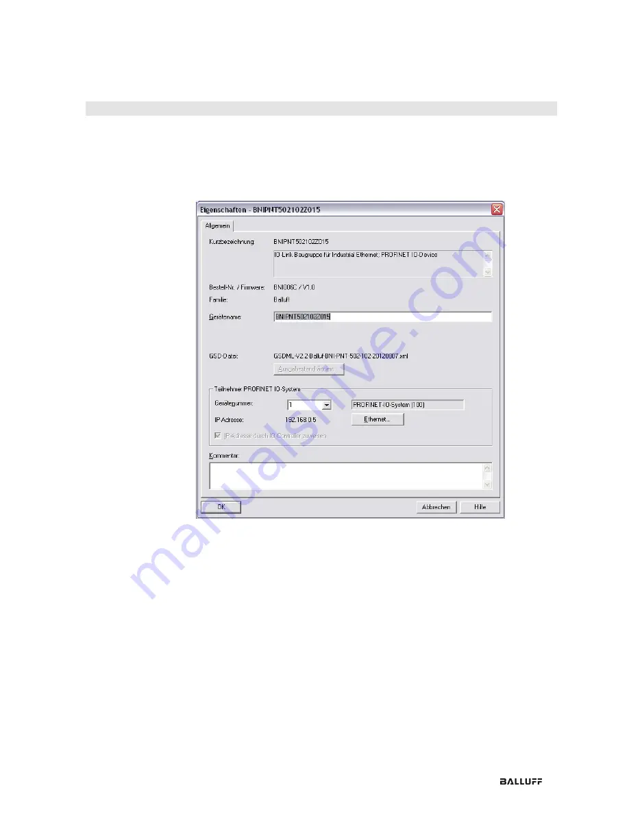 Balluff BNI PNT-502-102-Z015 User Manual Download Page 17