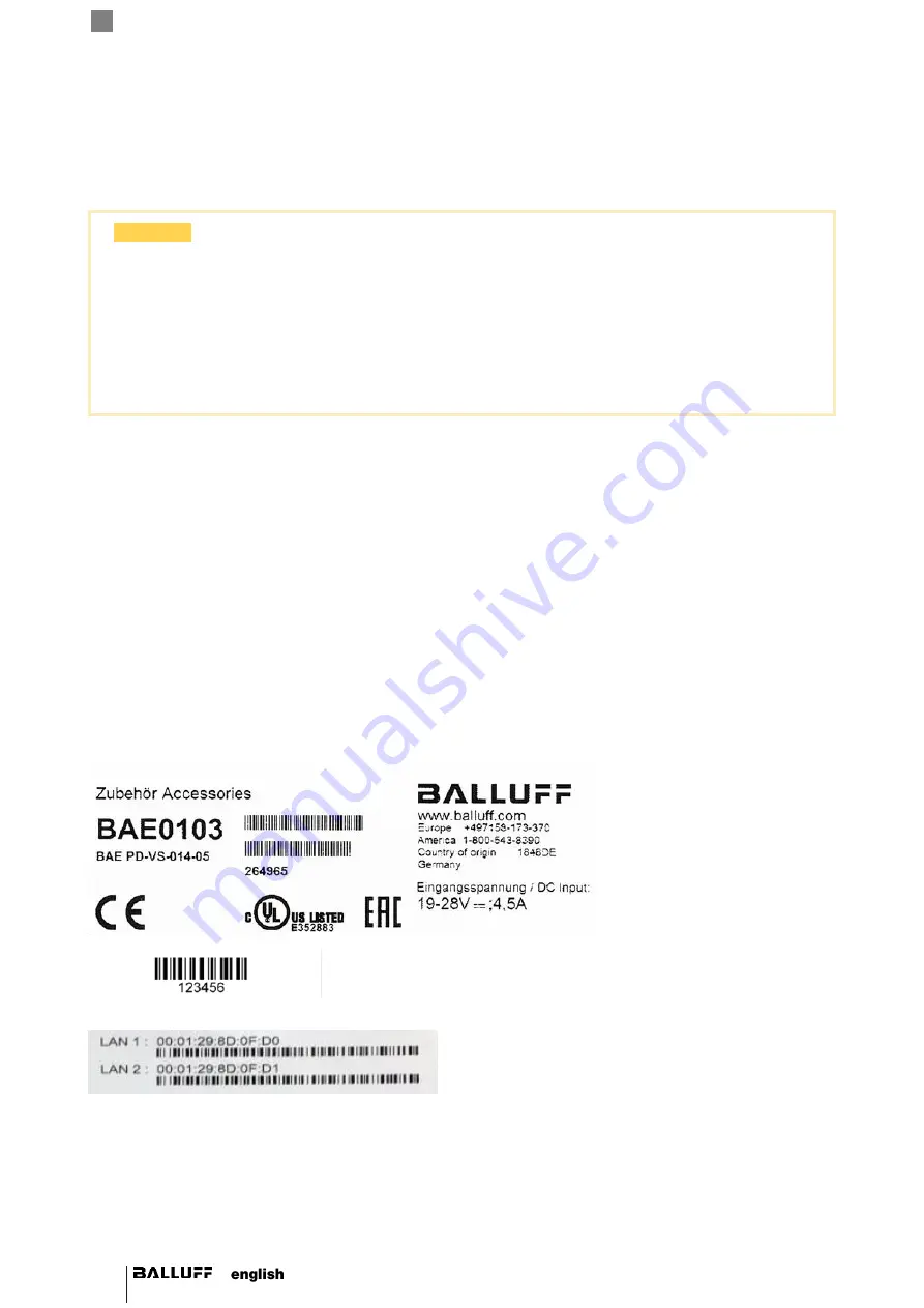 Balluff SmartVision BAE PD-VS-014-05 User Manual Download Page 16