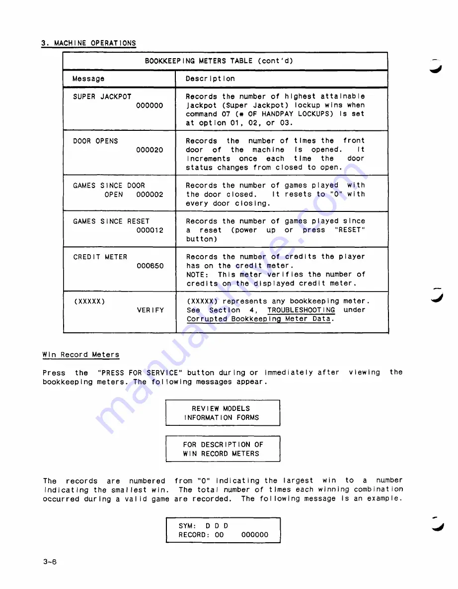 Bally System 5000 Operator'S Instruction Manual Download Page 40