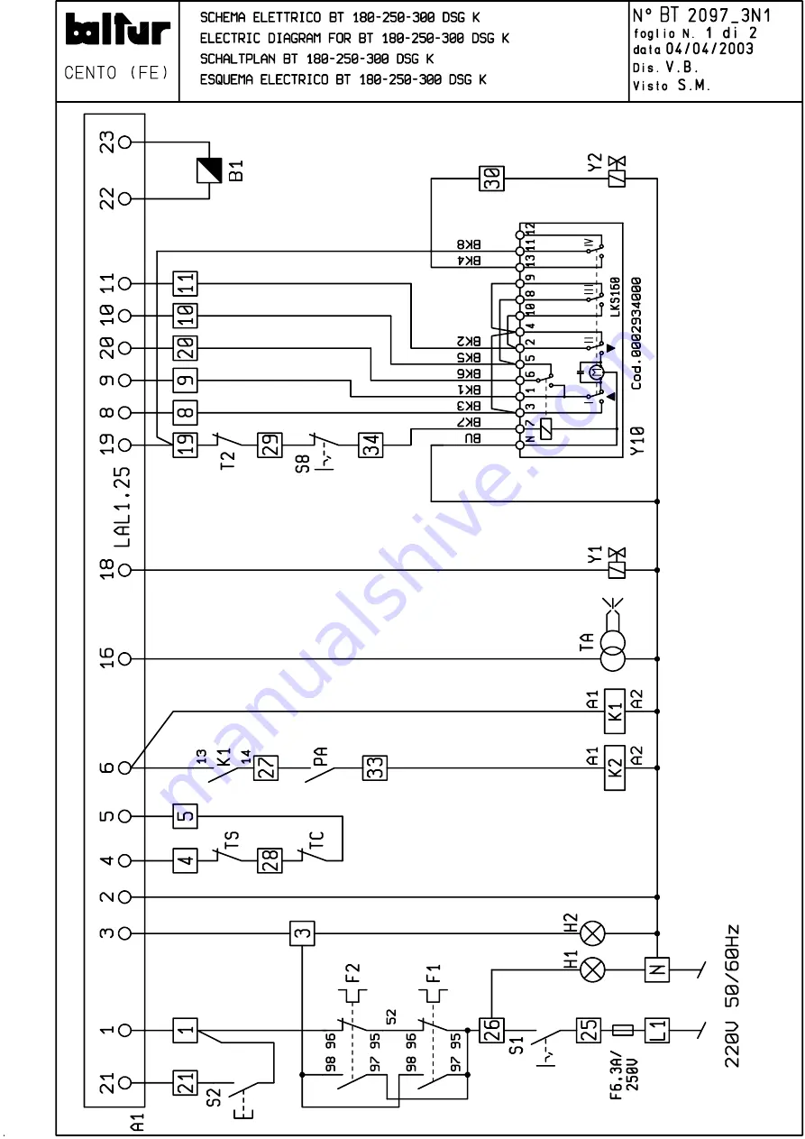 baltur BT 250 DSG K Series Manual Download Page 87