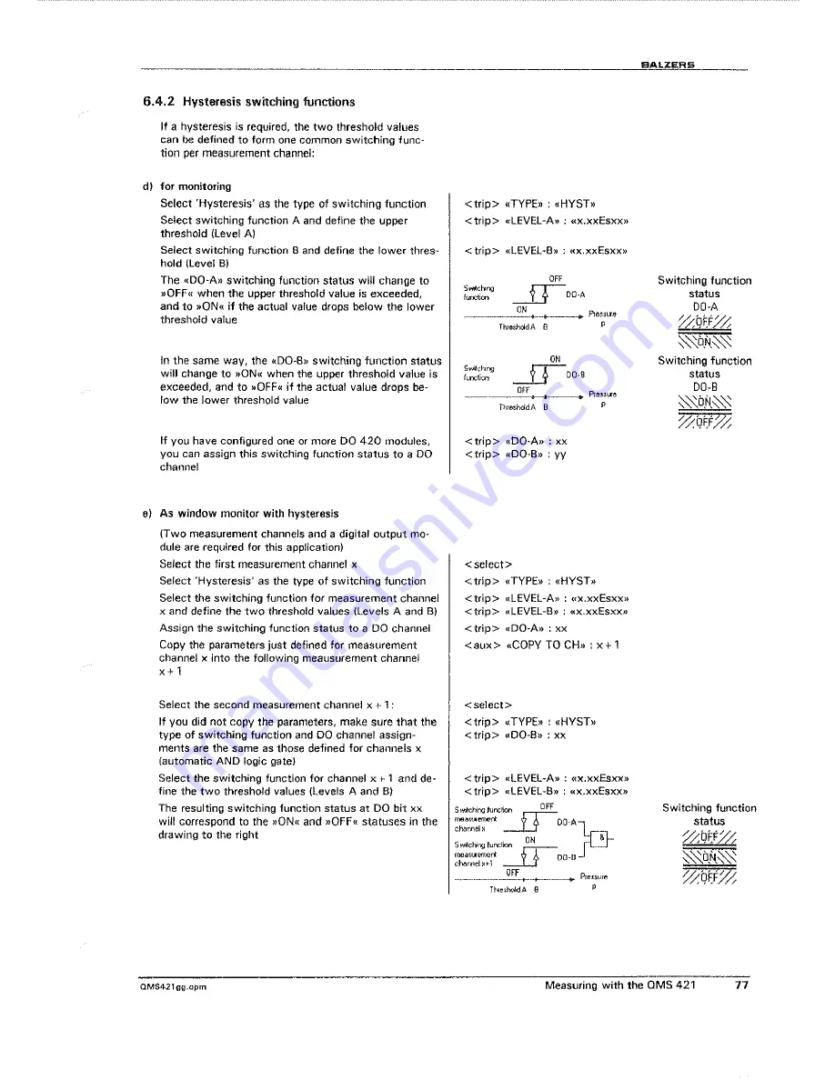 Balzers QMG421C Operating Instructions Manual Download Page 75