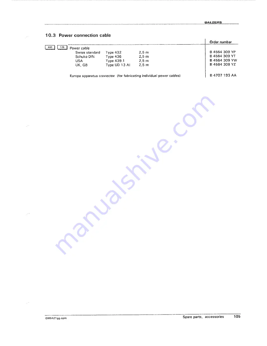 Balzers QMG421C Operating Instructions Manual Download Page 103