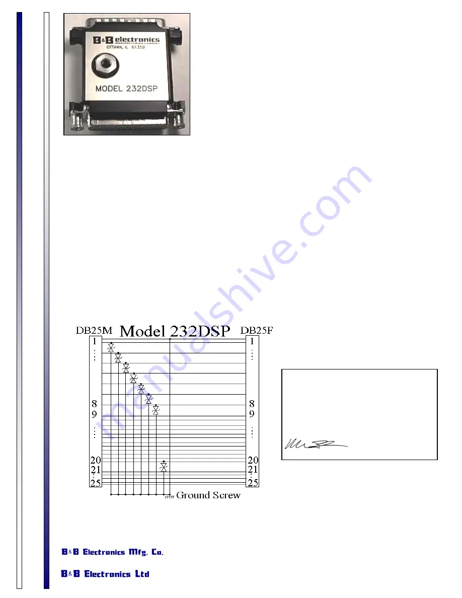 B&B Electronics 232DSP Product Information Download Page 1