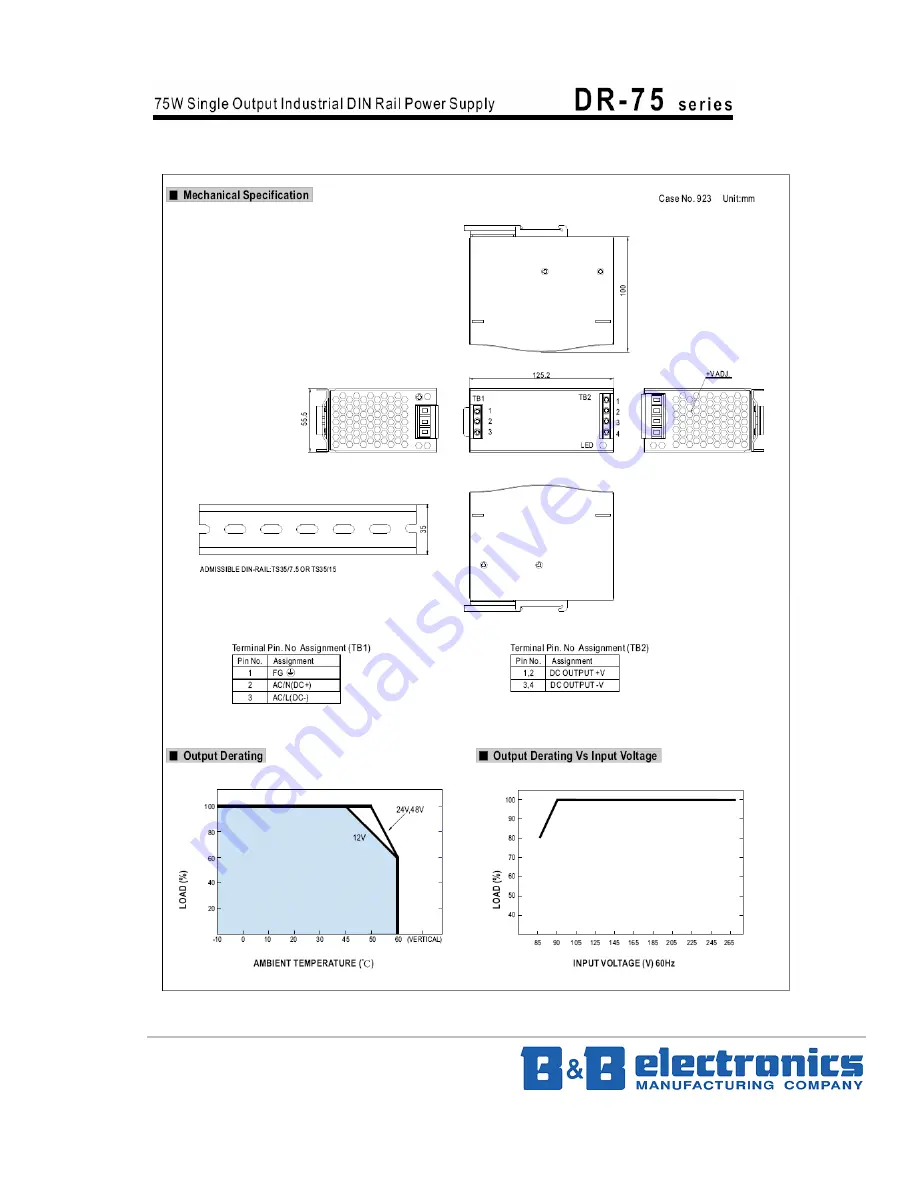 B&B Electronics DR-75-12 Specification Sheet Download Page 2