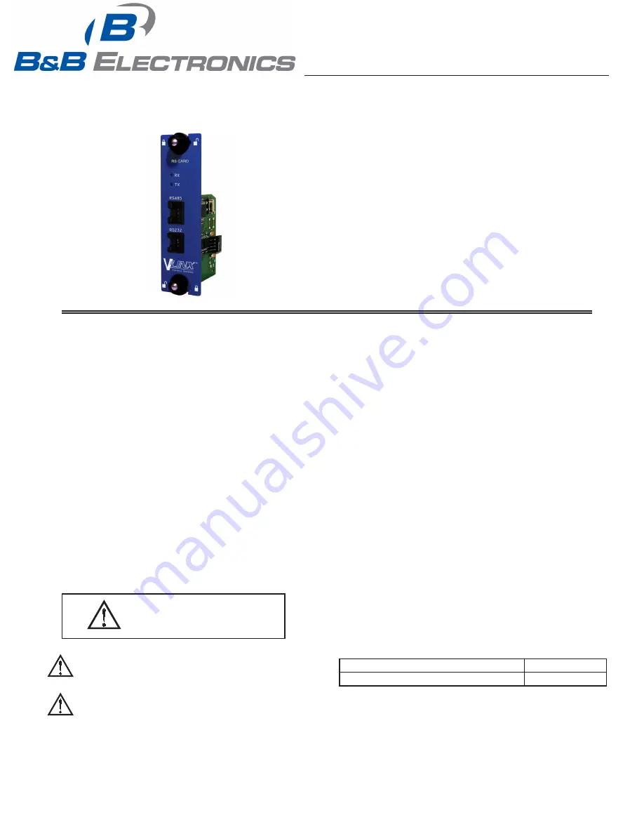 B&B Electronics VFG9000-SERIAL Quick Start Manual Download Page 1