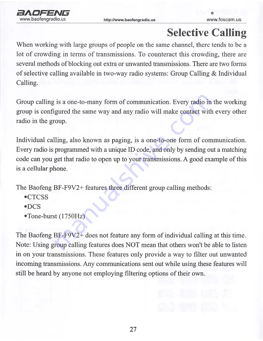 Baofeng BF-F9V2+ Operating Manual Download Page 27