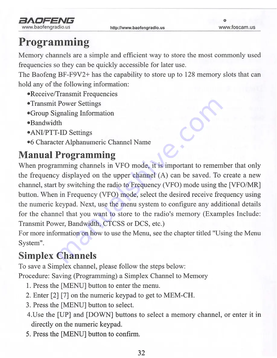 Baofeng BF-F9V2+ Скачать руководство пользователя страница 32