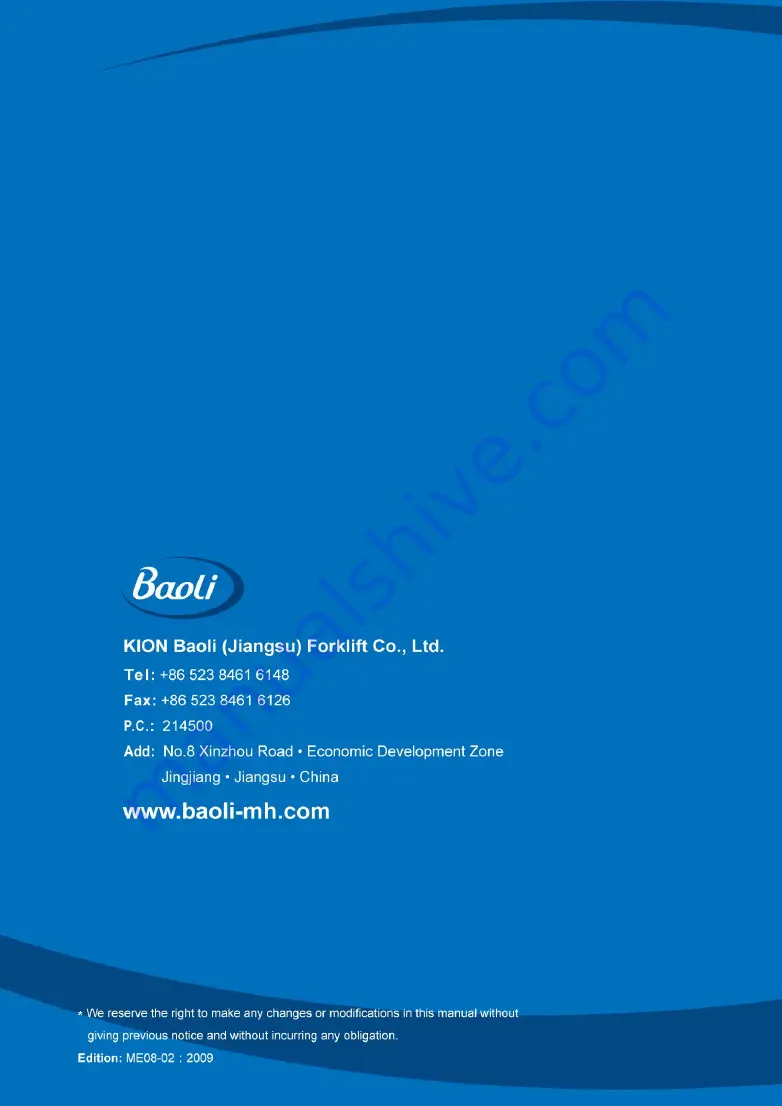 Baoli F Series Operation & Service Manual Download Page 102