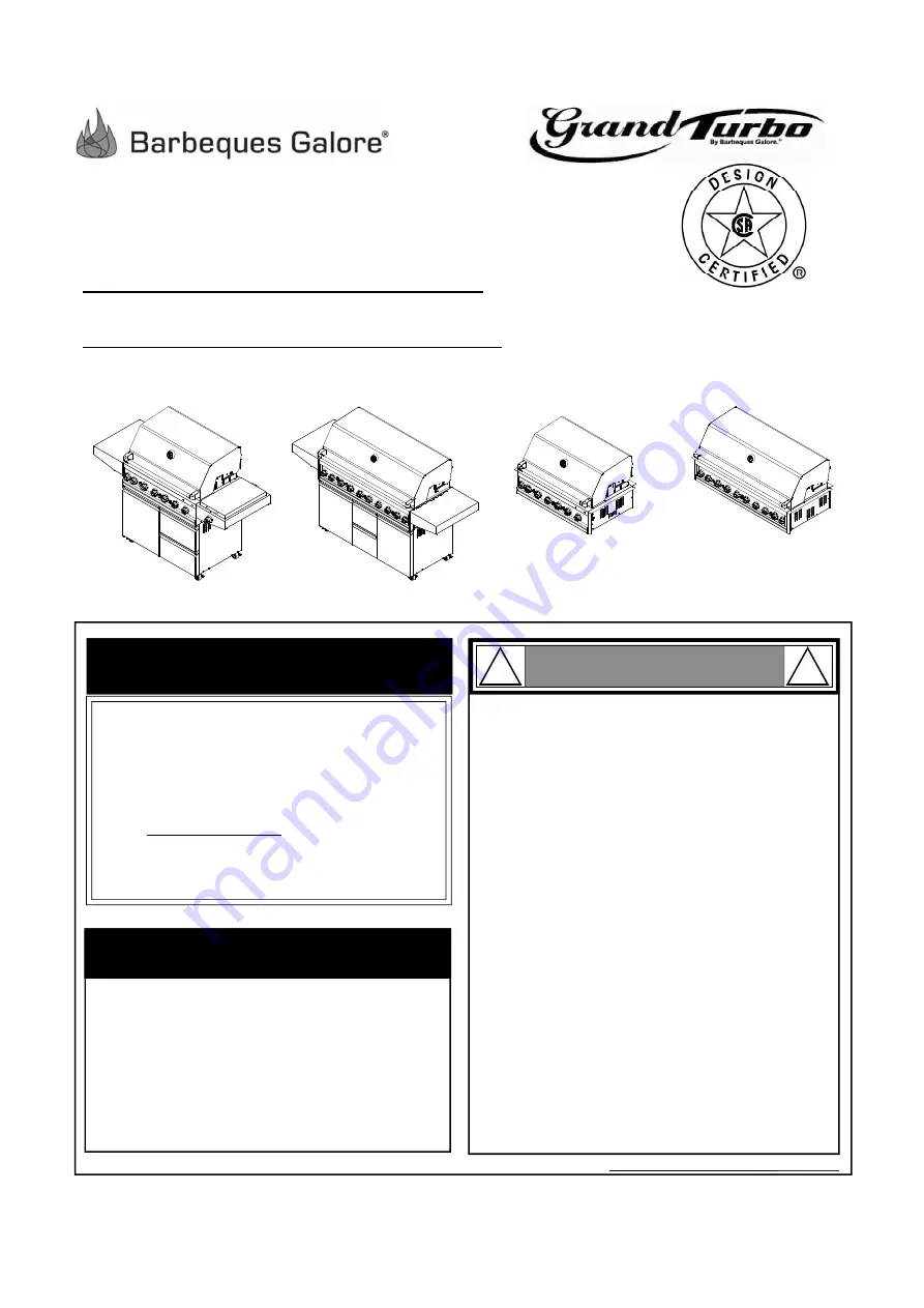 Barbeques Galore Grand Turbo B3816ALP Operator'S Manual Download Page 1