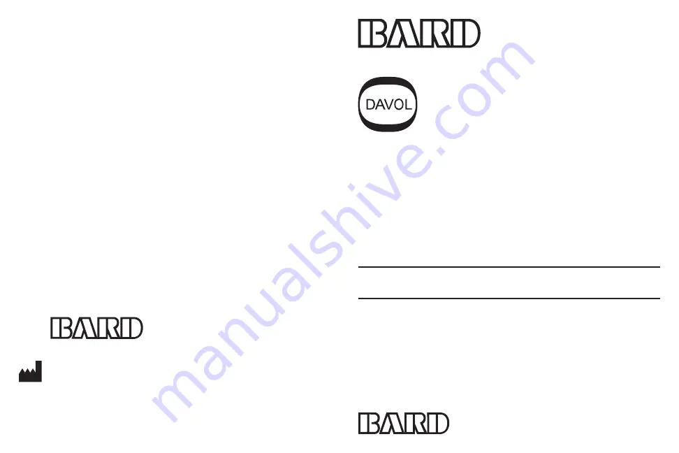 Bard DAVOL 100cc Instructions For Use Download Page 1