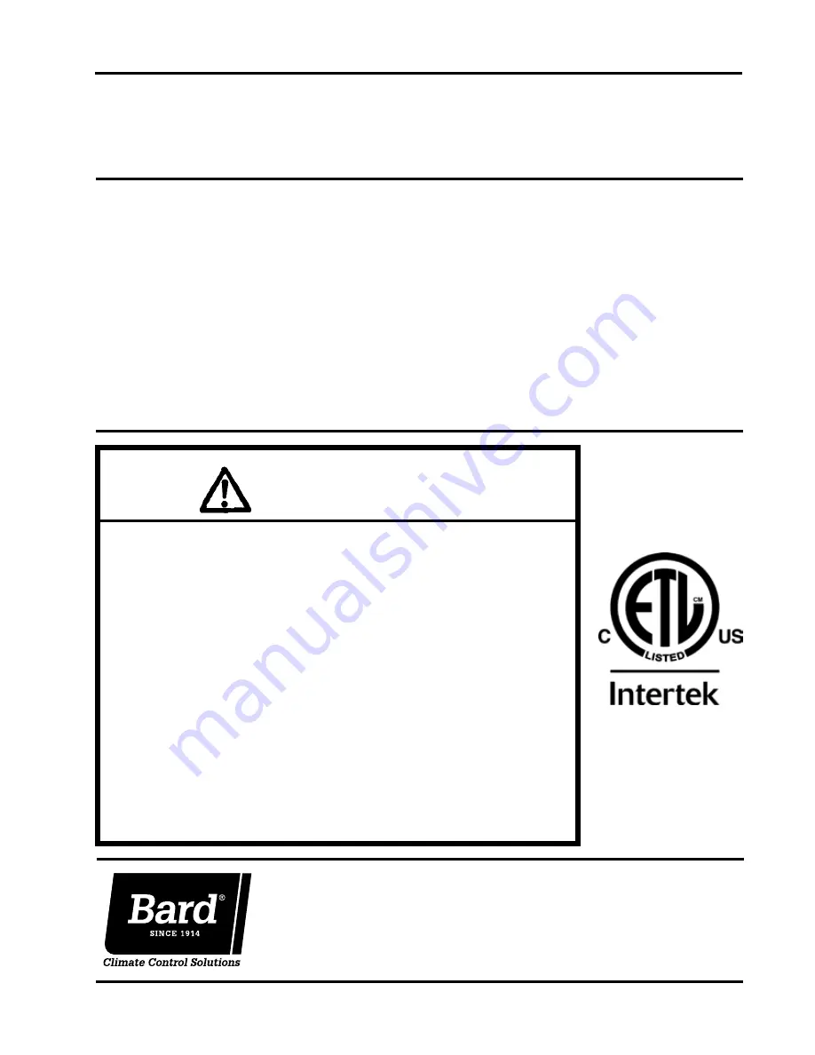 Bard W24G3DA Installation Instructions Manual Download Page 1