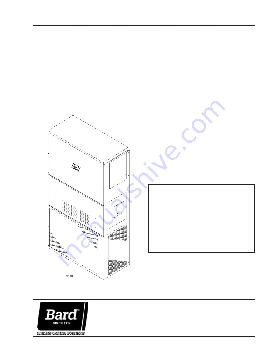 Bard WA3S1 Installation Instructions Manual Download Page 1