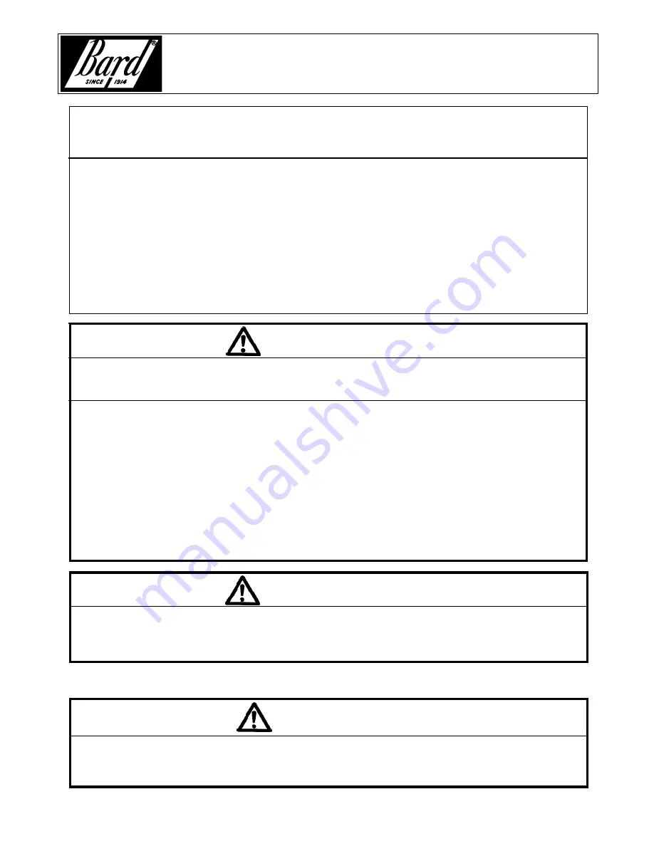 Bard WG-Series User'S Information Manual Download Page 1