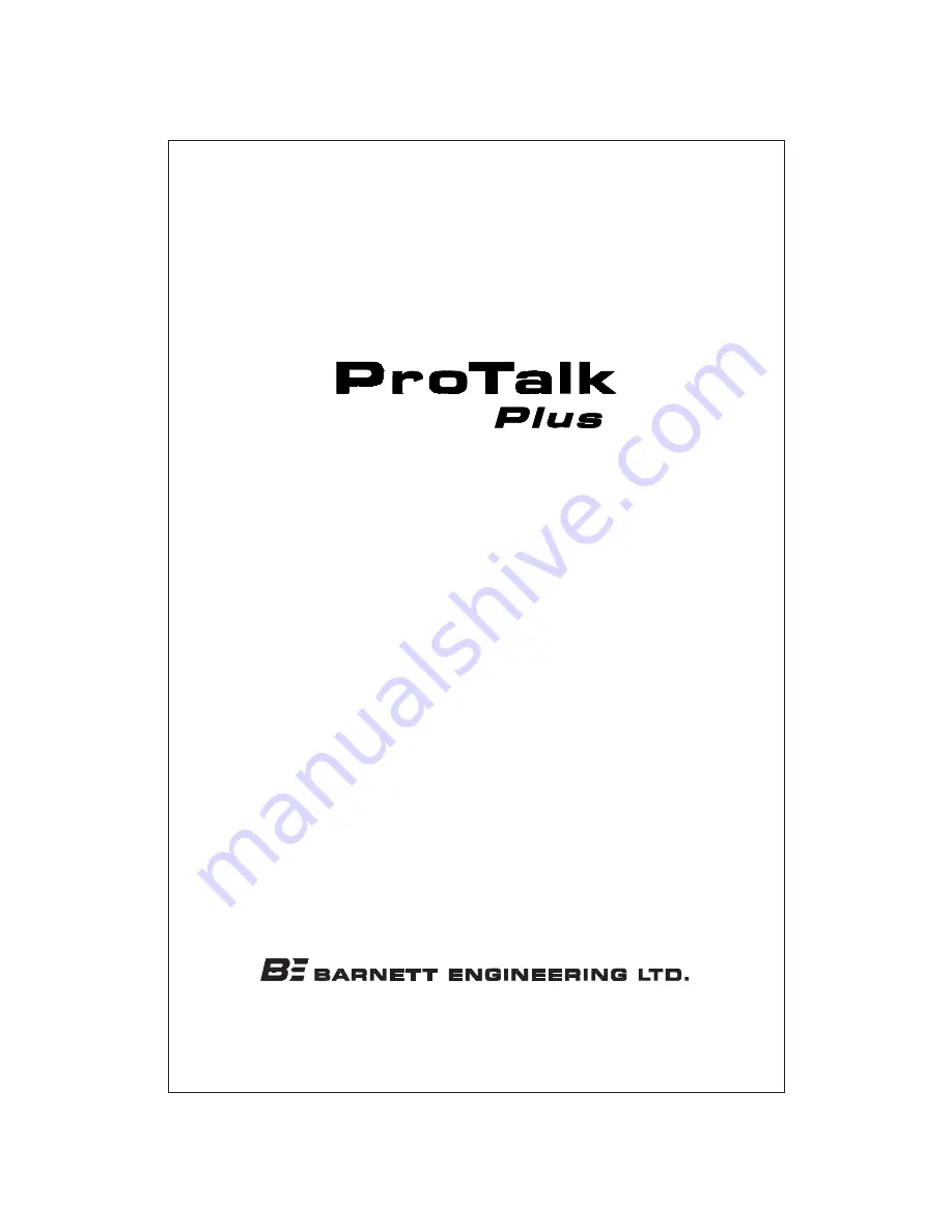 Barnett Engineering ProTalk Plus B1290 Скачать руководство пользователя страница 1