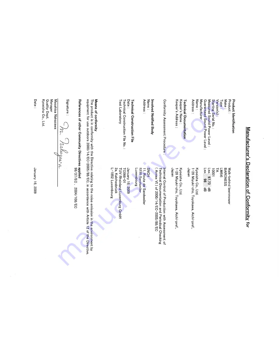 Baroness Green mower LM56GA Owner'S Handling Manual Download Page 23