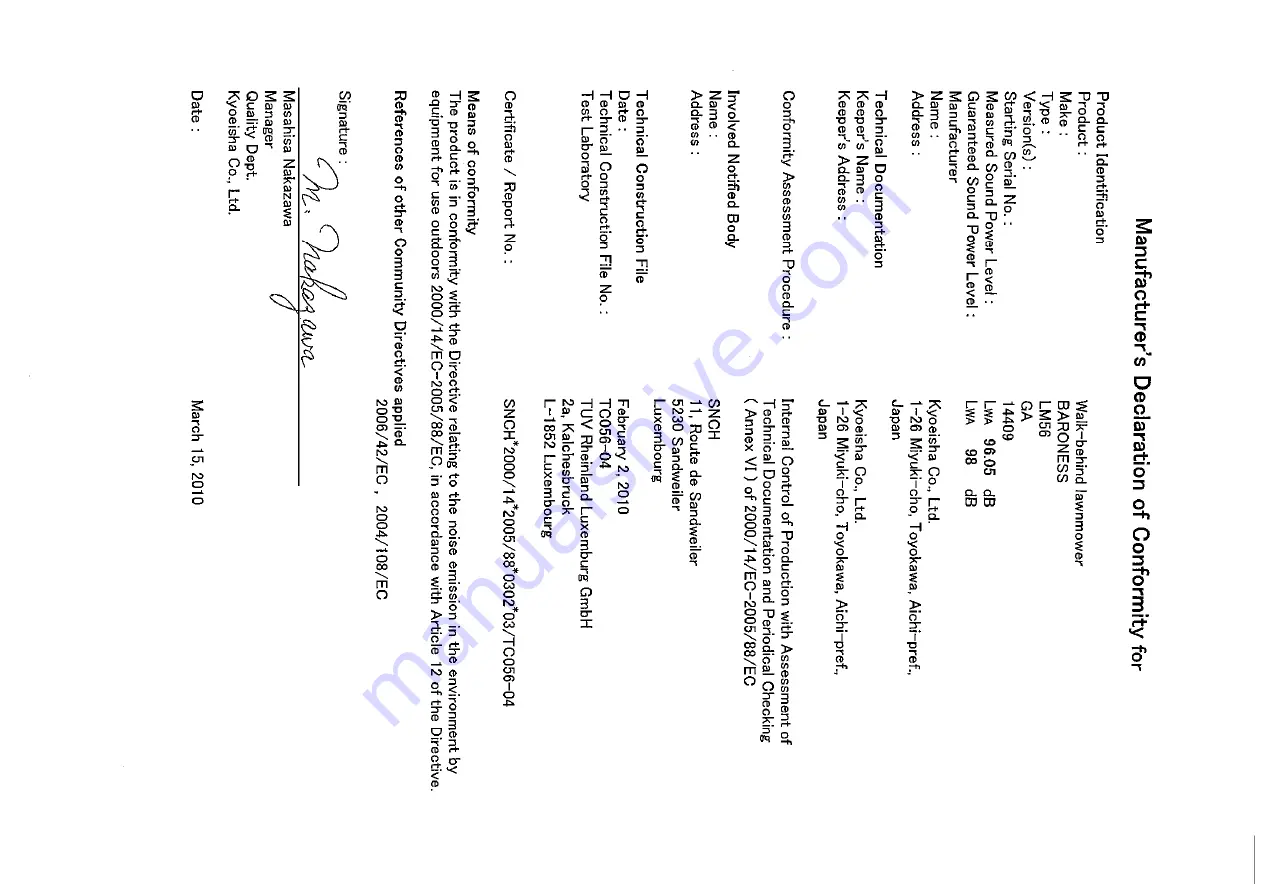 Baroness Green mower LM56GA Owner'S Operating Manual Download Page 25