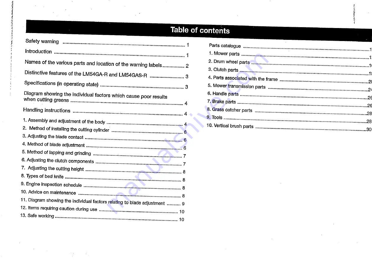 Baroness LM54GA-R Operating And Instruction Manual Download Page 2