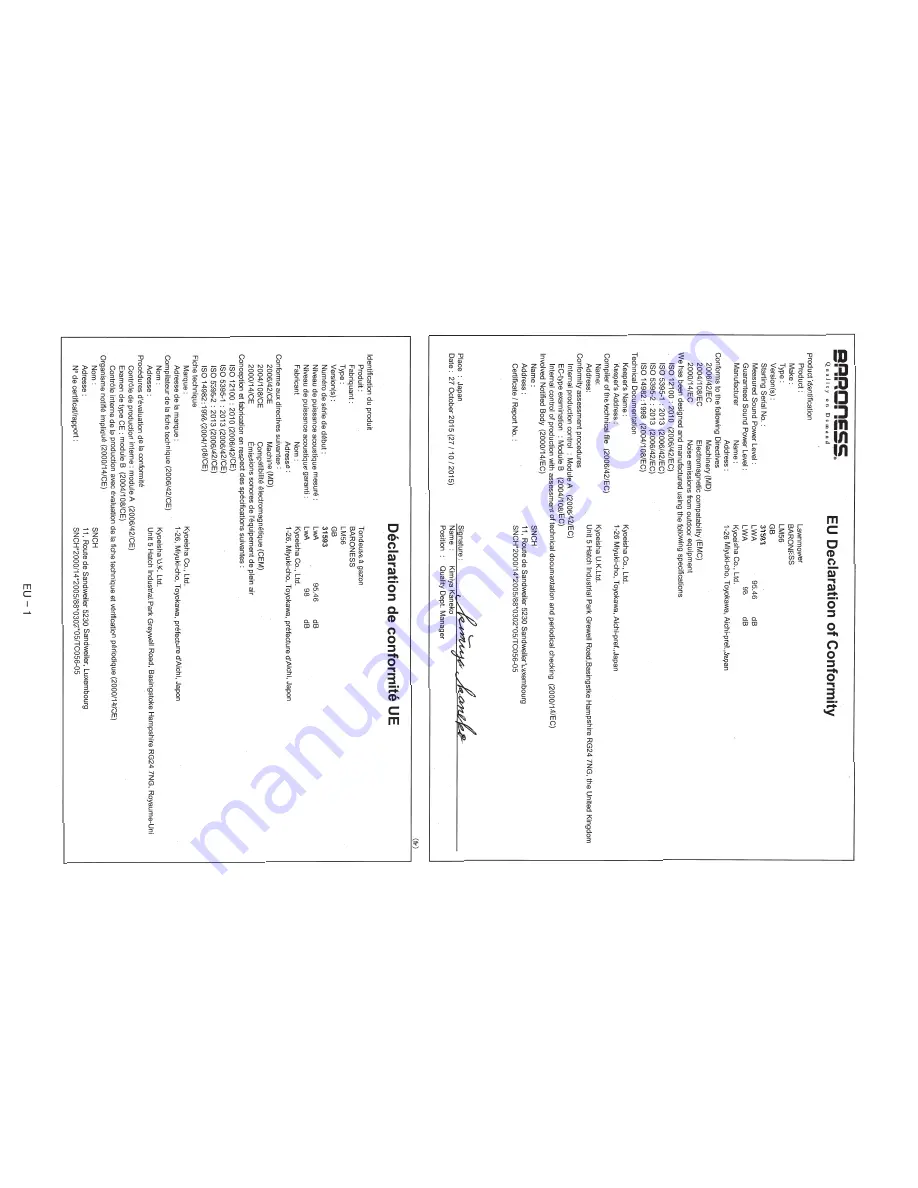 Baroness LM56GB Owner'S Operating Manual Download Page 23